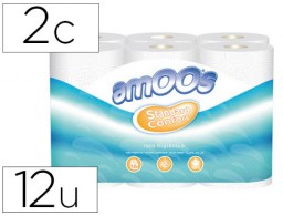 12 rollos papel higiénico Amoos 2 capas